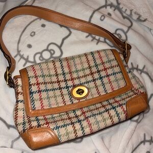 Coach Hampton Multicolor
Plaid Wool Shoulder Bag